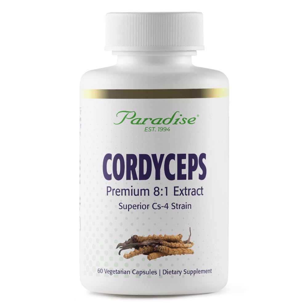 Paradise Herbs Cordyceps CS-4 Extract Super Potent Ultra Pure Vegan Antioxidant Non-GMO Gluten Free Capsules, 60 Count