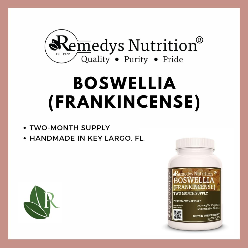 Remedy’s Nutrition Frankincense (Boswellia Serrata) Extract Powder 1,000 mg Capsules, 60 Capsules