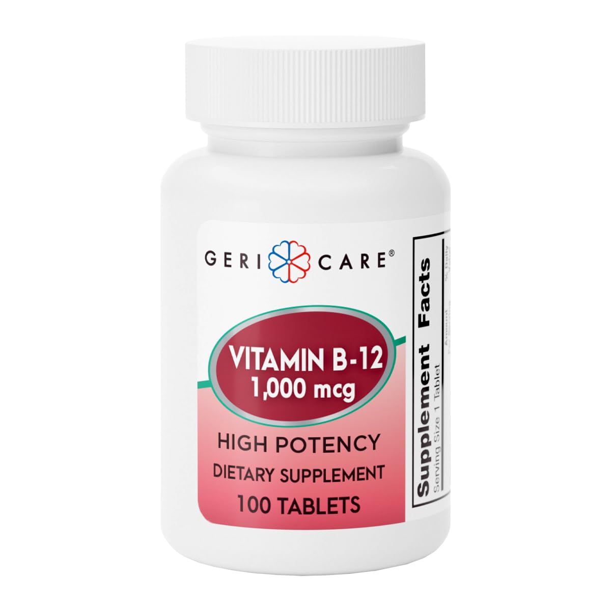 GeriCare Vitamin B-12 1000mcg High Potency Tablets, 100 Count