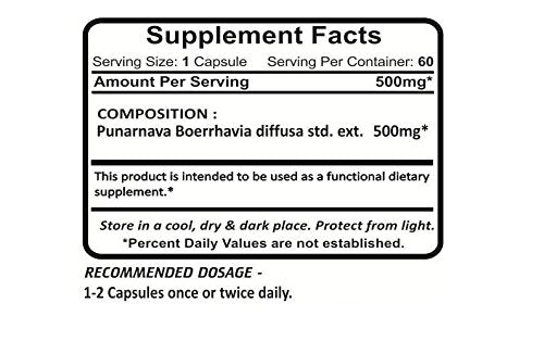 Planet Ayurveda Punarnava 500mg Veg Capsules, 2 Bottles