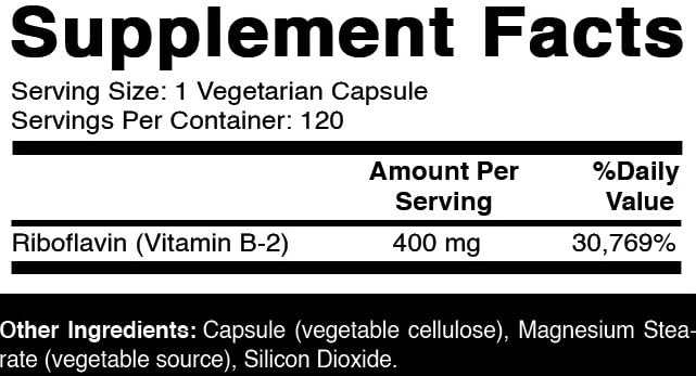 Oxify Vitamin B-2 (Riboflavin) 400 mg, 120 Tablets