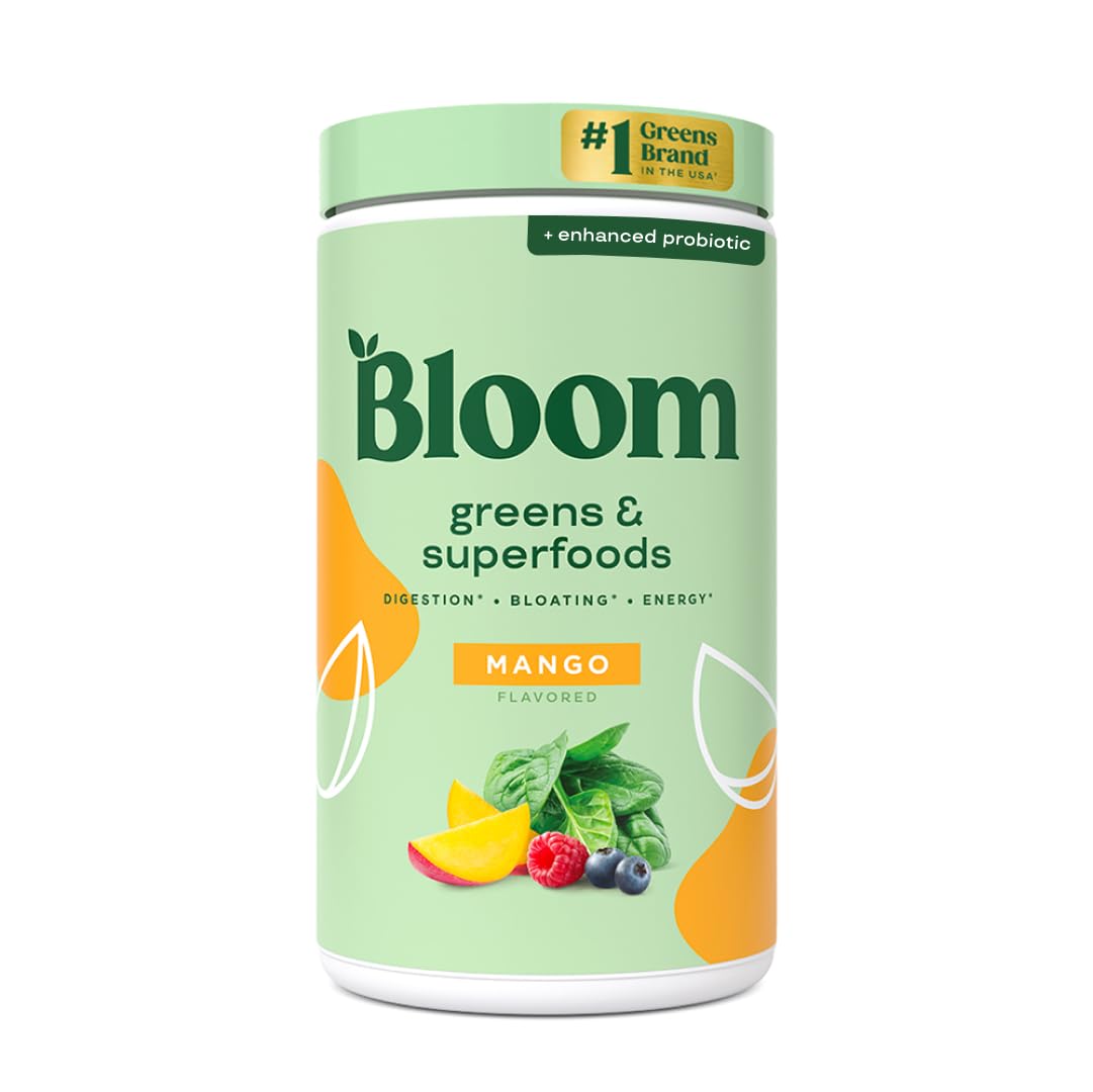 Bloom Nutrition Superfood Greens Powder Mango, 60 Servings