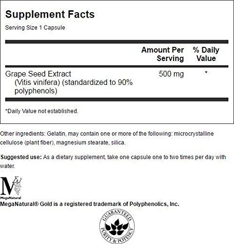 Swanson Grape Seed Extract Standardized 500 mg Capsule, 60 Count