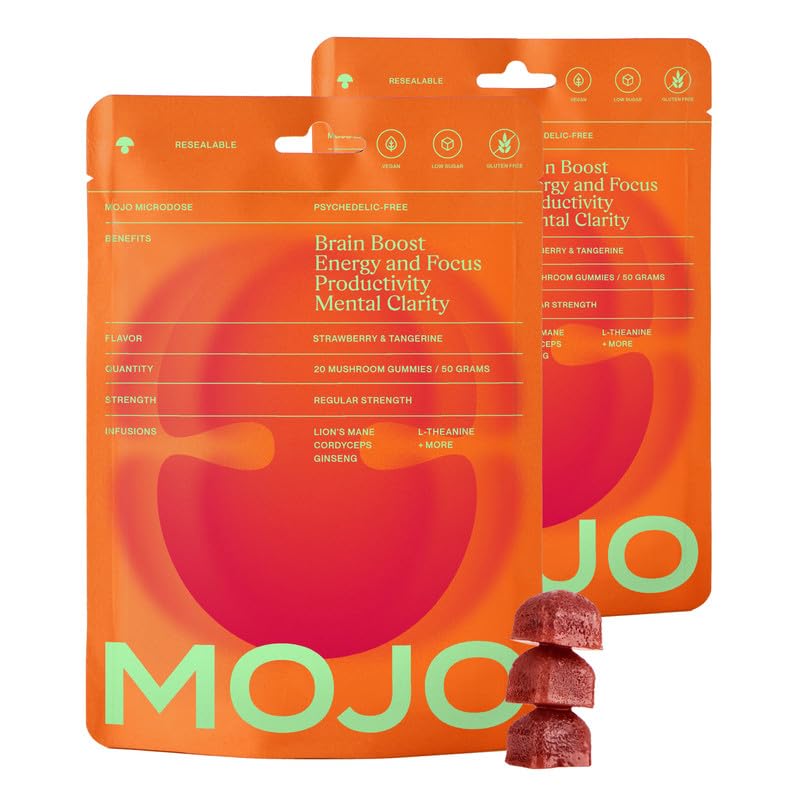Mojo Focus Gummies with Lion’s Mane, Cordyceps, Ginseng & SAM-e, 2 Pack