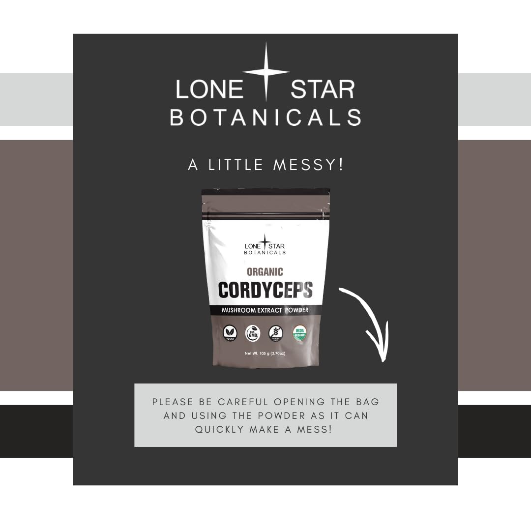 Lone Star Botanicals Organic Cordyceps Mushroom Extract Superfood Powder 3.52 oz