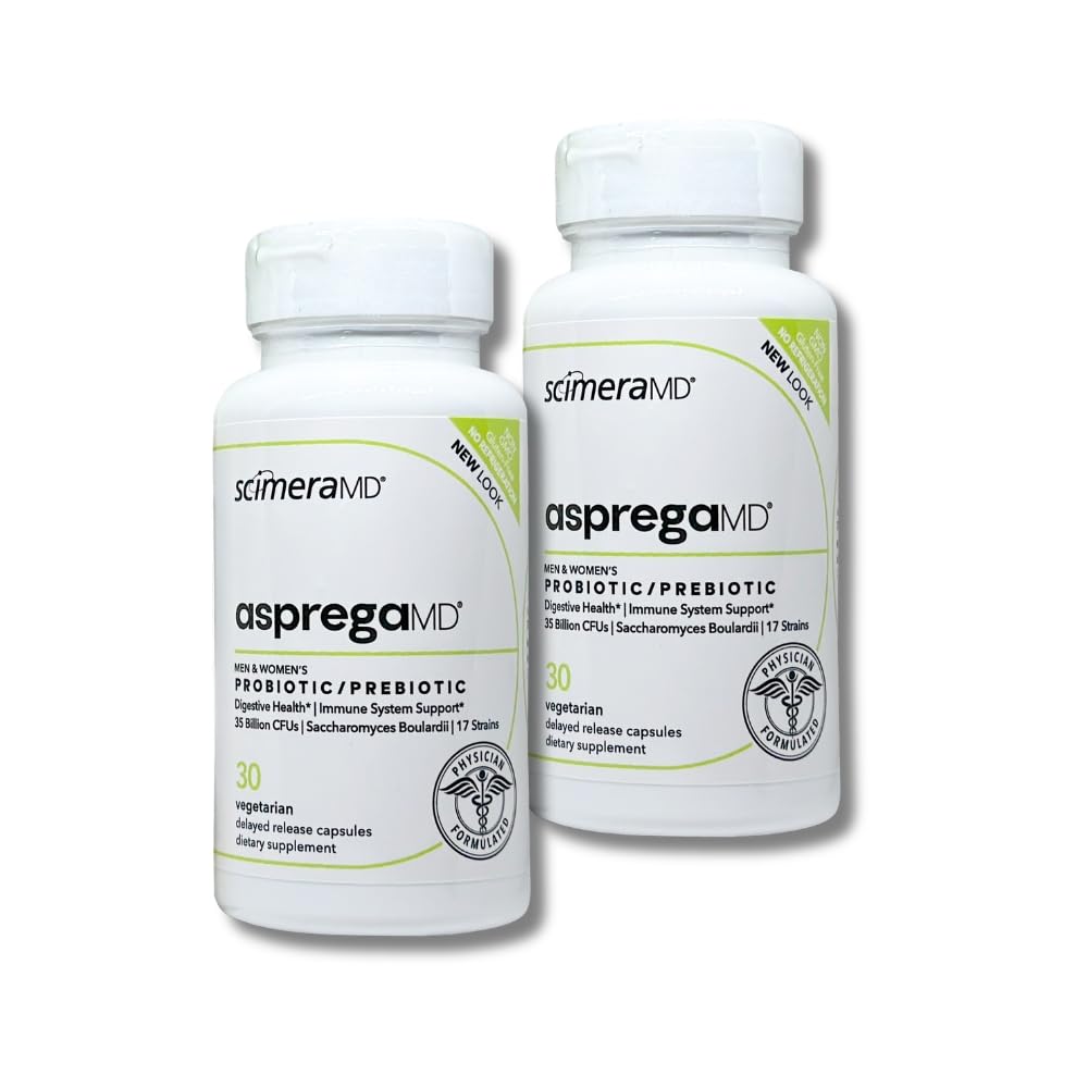 Scimera Bioscience Asprega Probiotic + Prebiotic Supplement Capsules, 60 Capsules