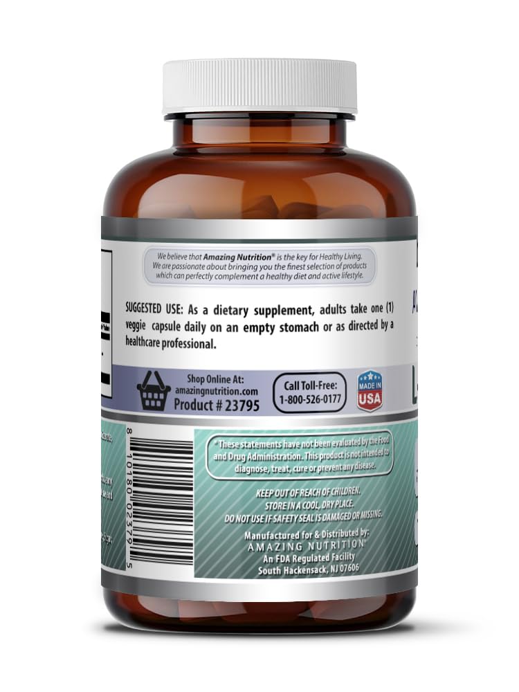 Amazing Nutrition L-Theanine Supplement 200 mg Capsule 120 Count
