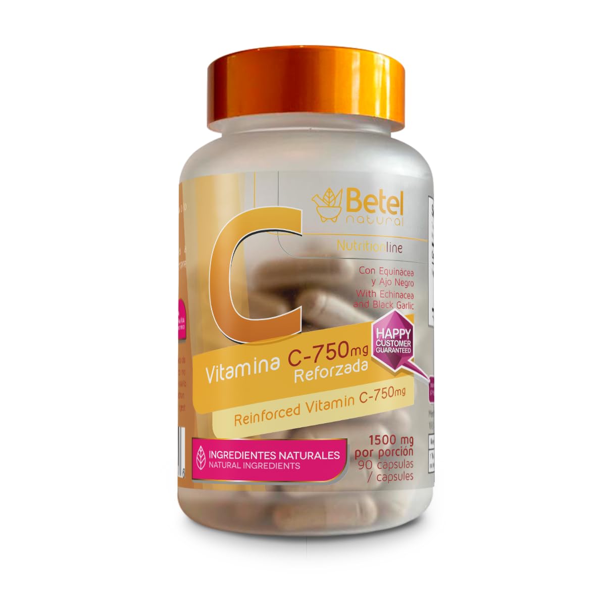 Betel Natural Premium Vitamin C 900 mg Plus Echinacea & Black Garlic Healthy Defense Capsules 90