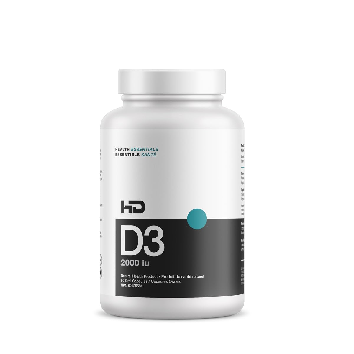 HD MUSCLE HealthHD D3 2000iu Vitamin D3 Supplement, 90 Capsules