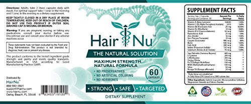 HairNu Biotin 500mcg and 20 Vitamins and Nutrients for Hair Growth, 120 Capsules