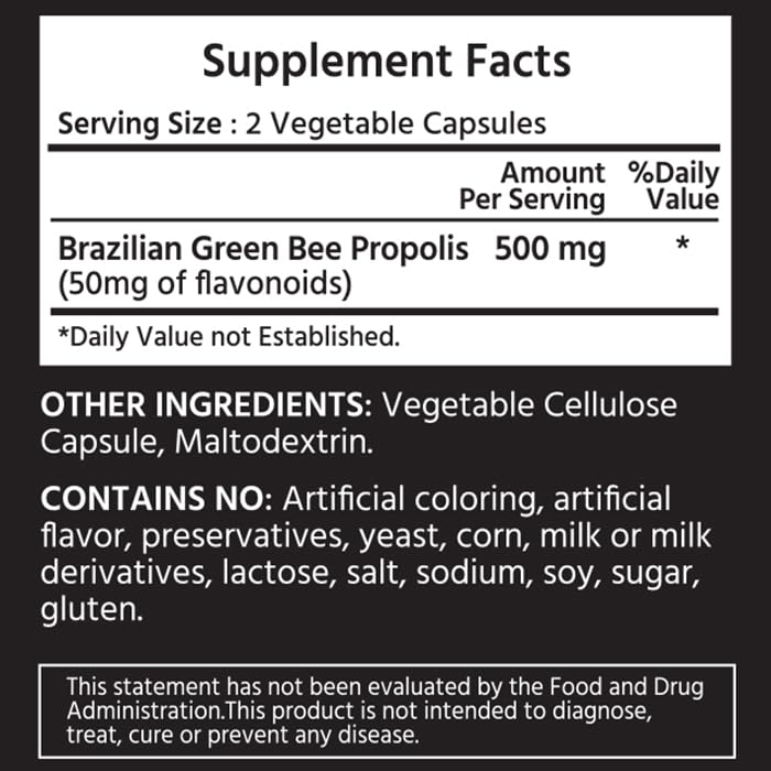 ML Naturals Brazilian Green Propolis 500mg Capsules 240 Count