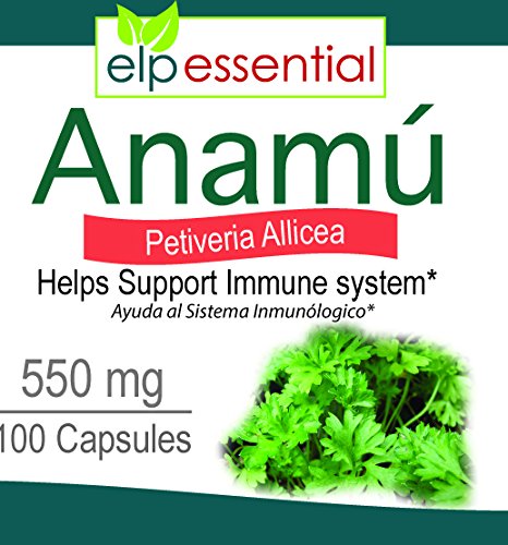 ELP ESSENTIAL Anamu 550 mg Petiveria alliacea Capsules 100 Count