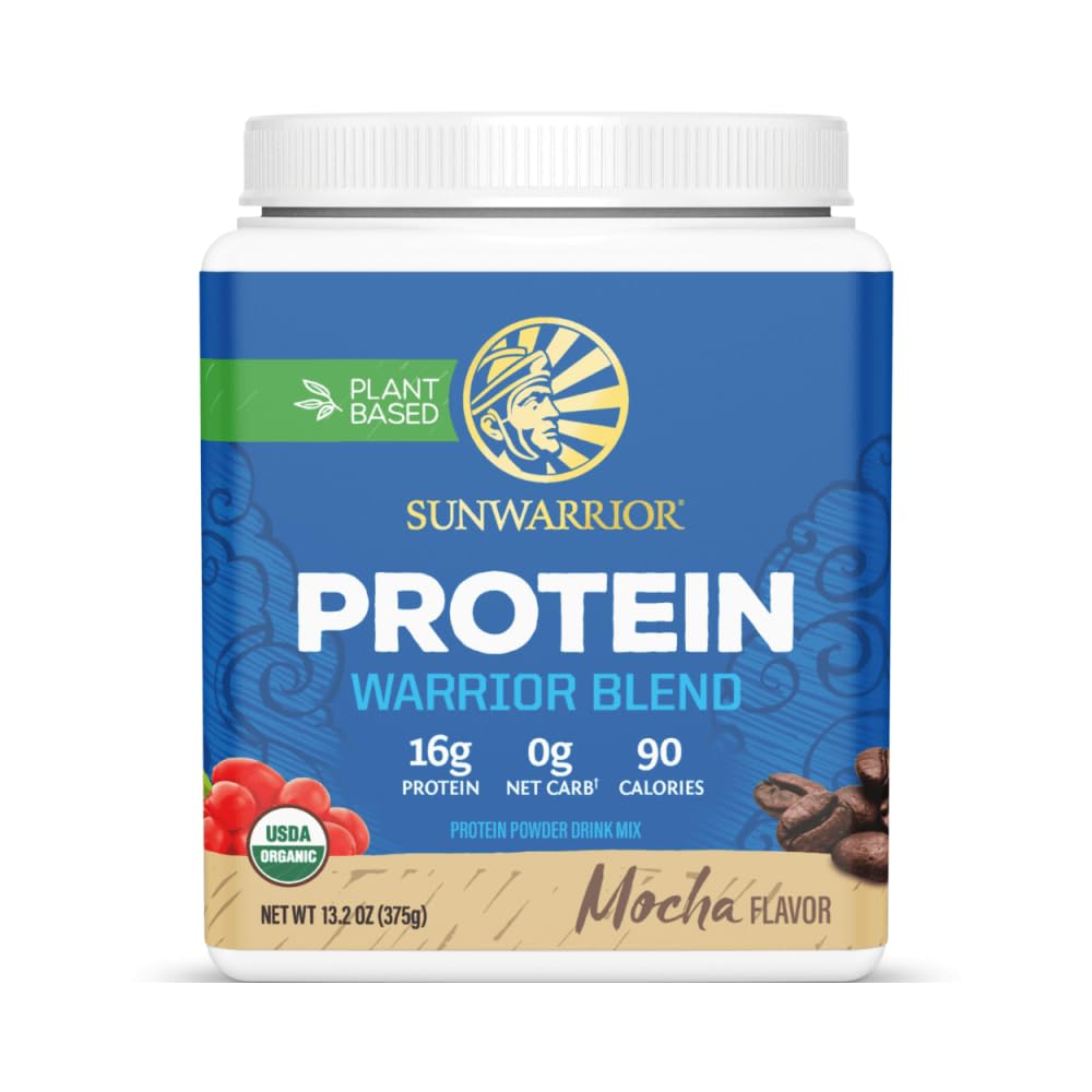 Sunwarrior Organic Plant Based Protein Powder Mocha Flavored 13.2 oz, 15 Servings