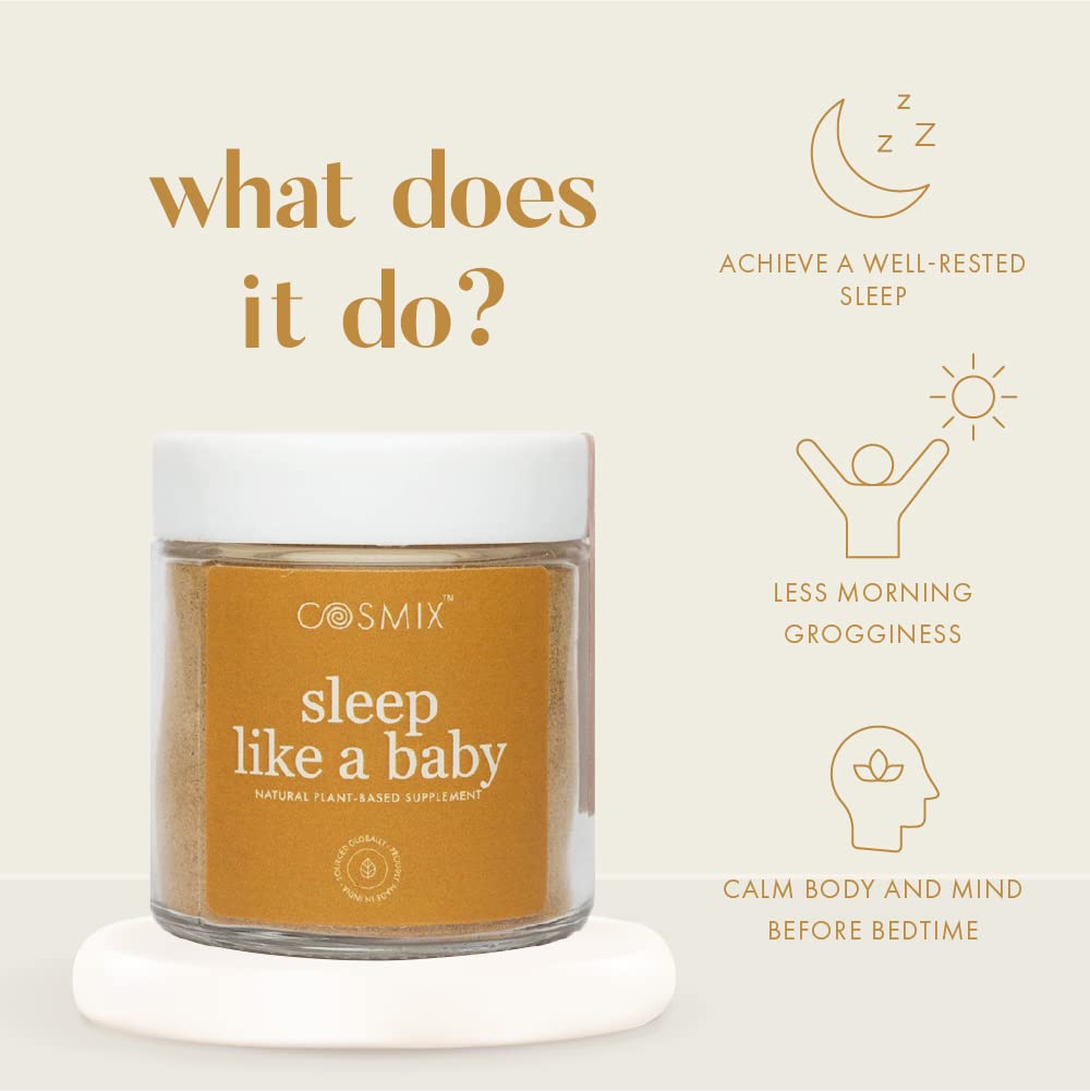 Cosmix Sleep Like A Baby Plant-Based Sleep Supplement with Jatamanshi & Turmeric Latte Powder, 2.12 oz