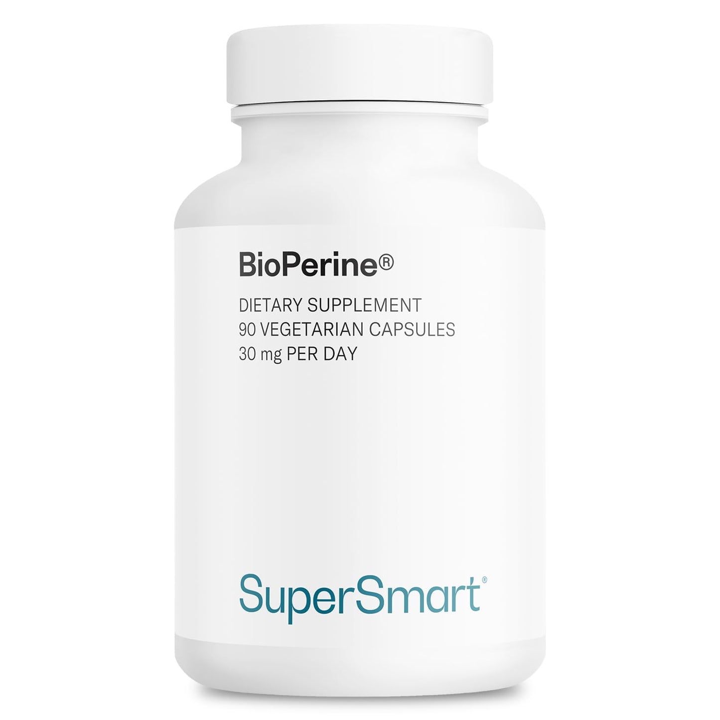Supersmart Bioperine 30mg per Day (95% Piperine) Black Pepper Extract Capsule, 90 Capsules