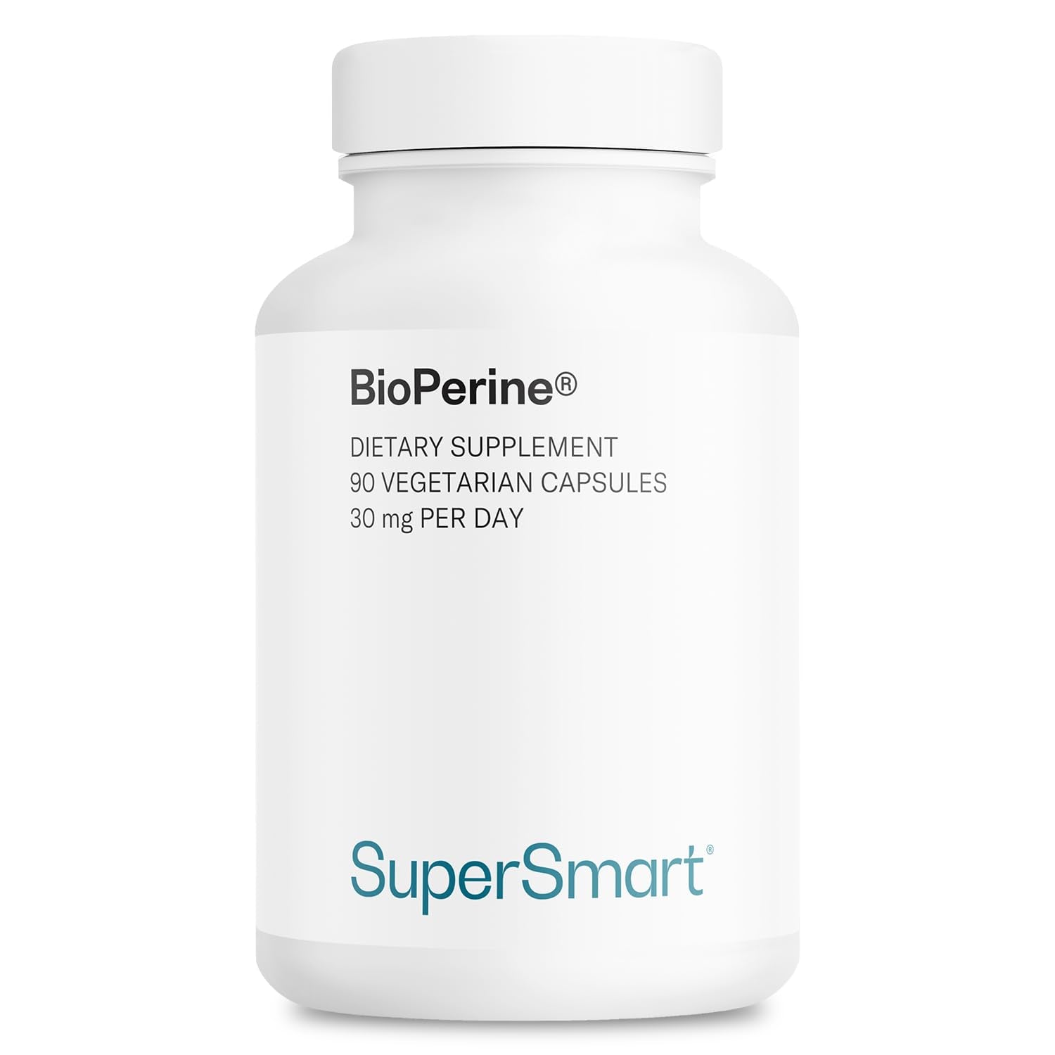 Supersmart Bioperine 30mg per Day (95% Piperine) Black Pepper Extract Capsule, 90 Capsules