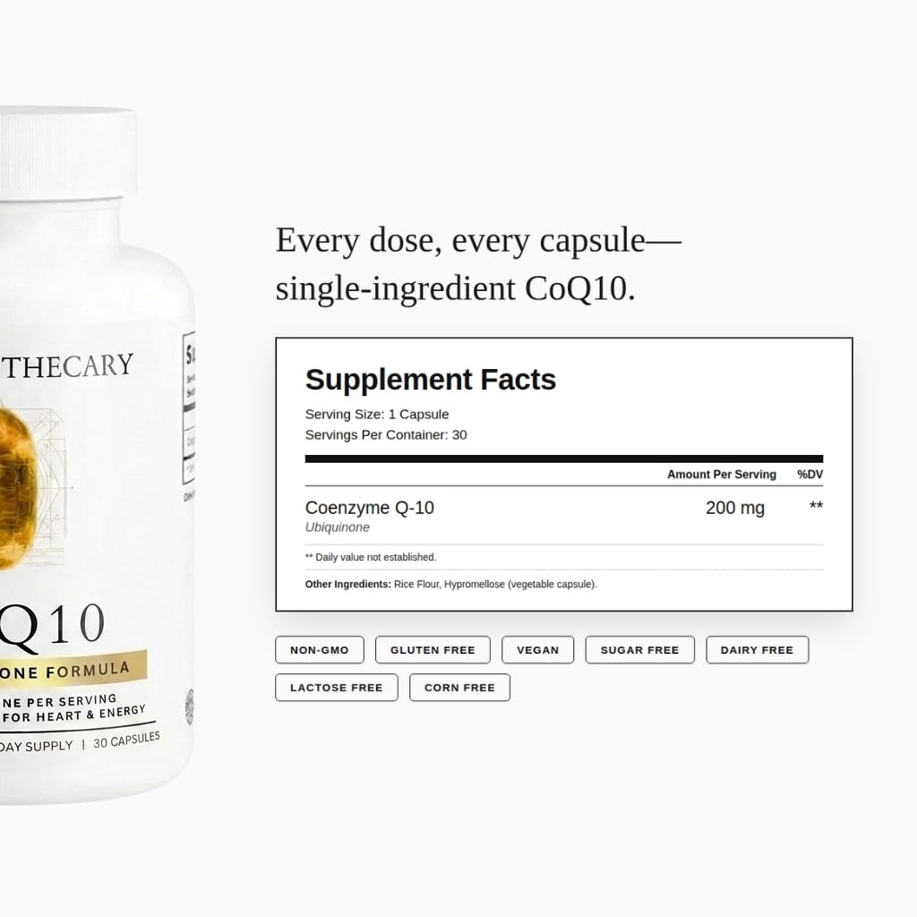 Dear Apothecary Coenzyme Q10 200mg Capsules 30 Count