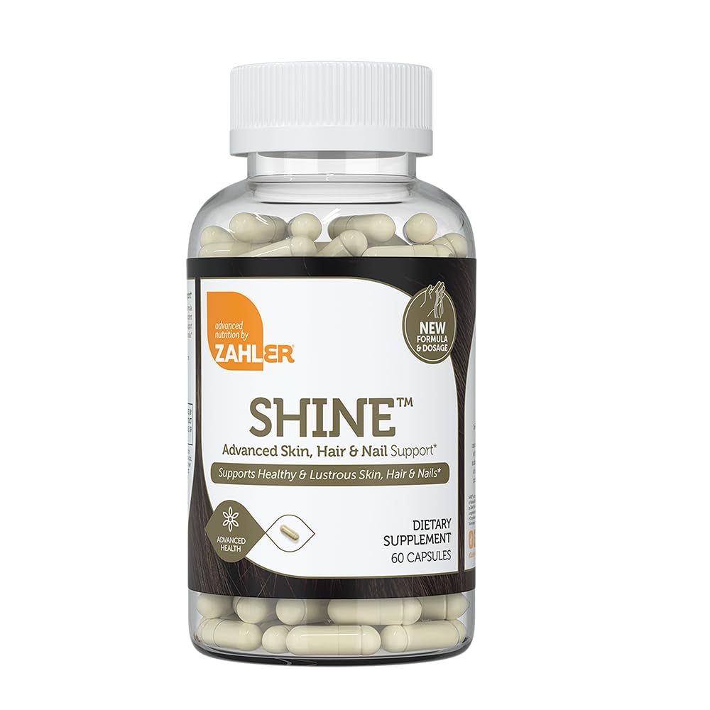 Zahler Shine Hair Skin and Nails Vitamins for Women & Men - Multivitamin for Hair Growth, Stronger Nails and Skin Health - Kosher Supplement with Biotin, Keratin & Hyaluronic Acid, 60 Capsules
