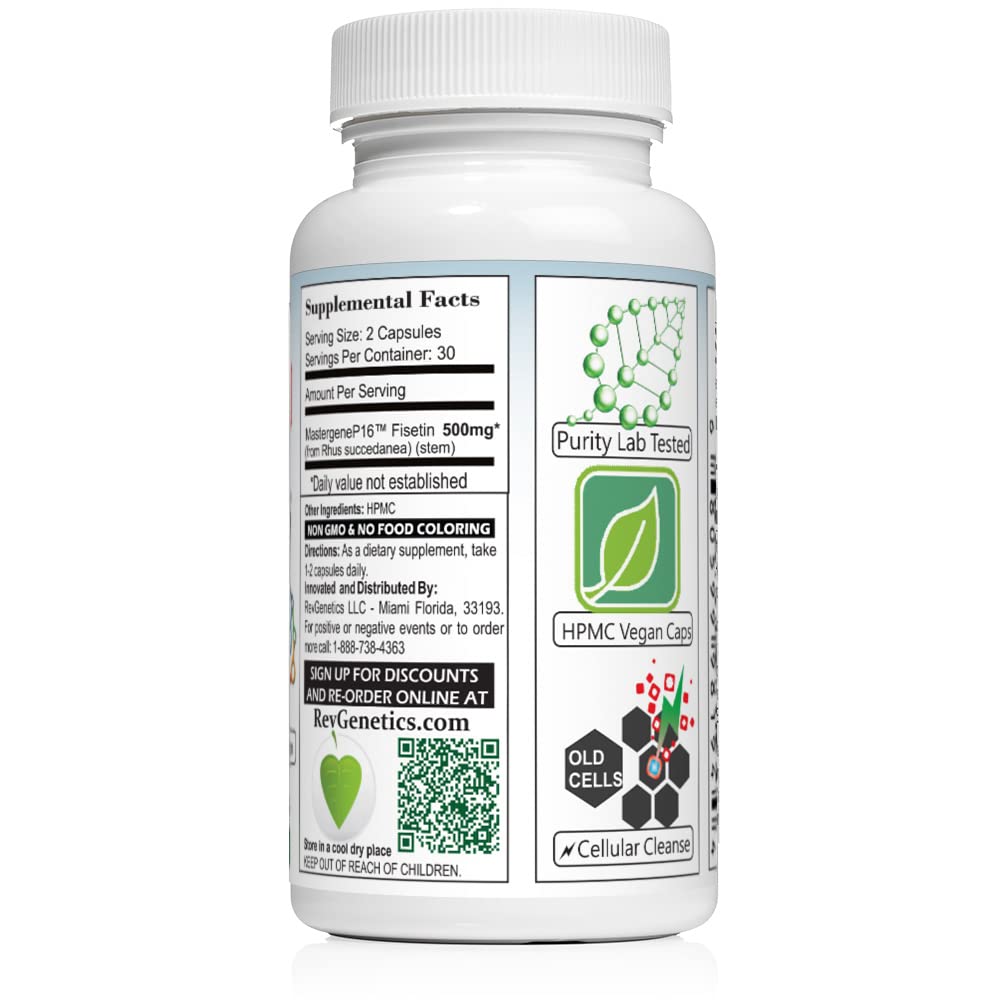 REVGENETICS Senolytics 500 Fisetin 500 mg 60 Capsules