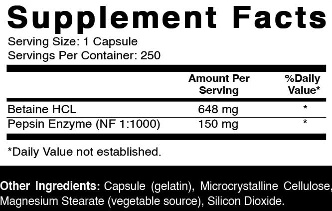 Oxify Betaine + Pepsin Capsules, 250