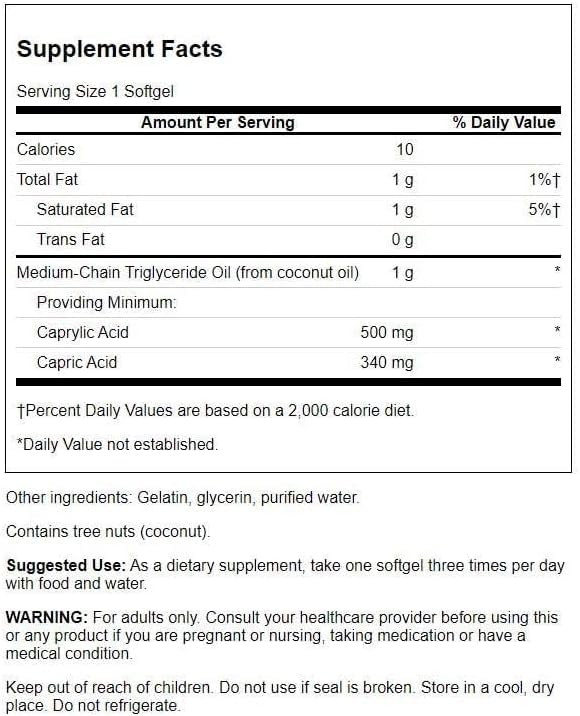 Swanson MCT Pure 1000 Milligrams Capsule, 90 Count