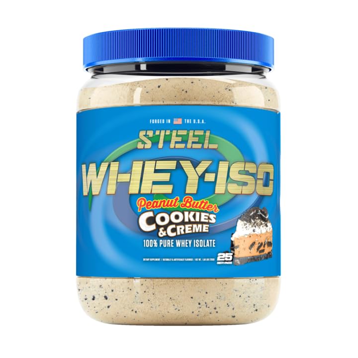 Steel Supplements Whey-ISO Whey Protein Isolate Powder, Peanut Butter Cookies & Creme, 25 Servings