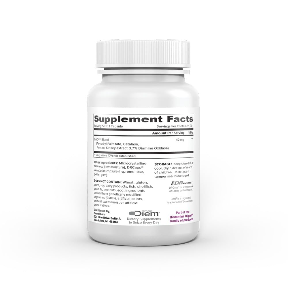 Omne Diem DrinkHD DAO Enzyme Supplement with Diamine Oxidase Delayed Release Capsule, 90 Count
