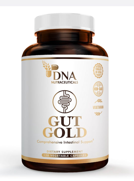 DNA Nutraceuticals Gut Gold 5-in-1 Digestive Enzymes, Probiotics, PreForPro Prebiotics, Postbiotics, Yeast Fermentate, & Immune Support Capsules, 120 Count