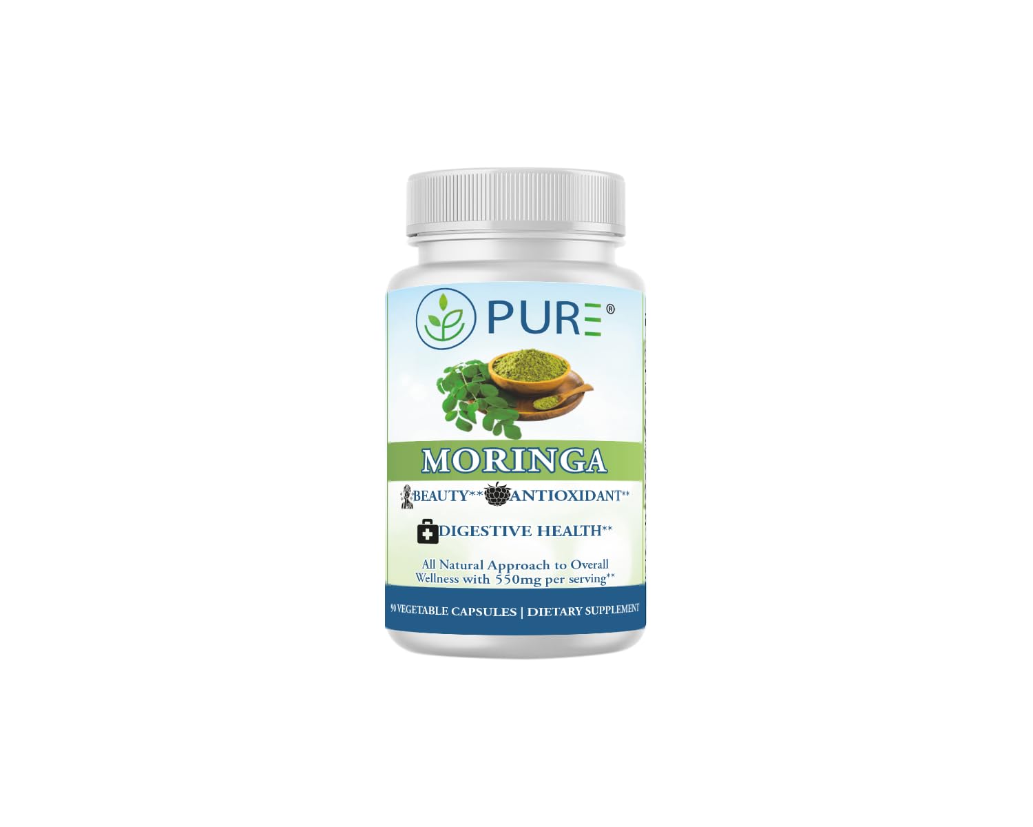 PURE Moringa Extract 550 mg Capsule 90 Count