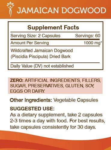 Secrets of the Tribe Jamaican Dogwood 1000 mg Capsules, 120 Count