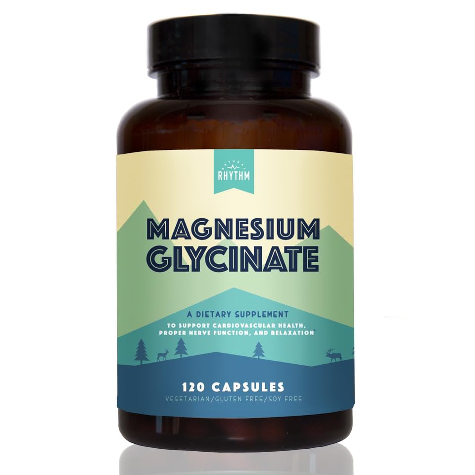 Natural Rhythm Magnesium Glycinate 150mg High Absorption Elemental Magnesium Capsules, 120 Count