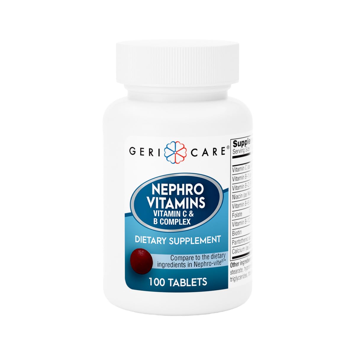 GeriCare Nephro Vitamin C & B Complex Tablets, 100 Count