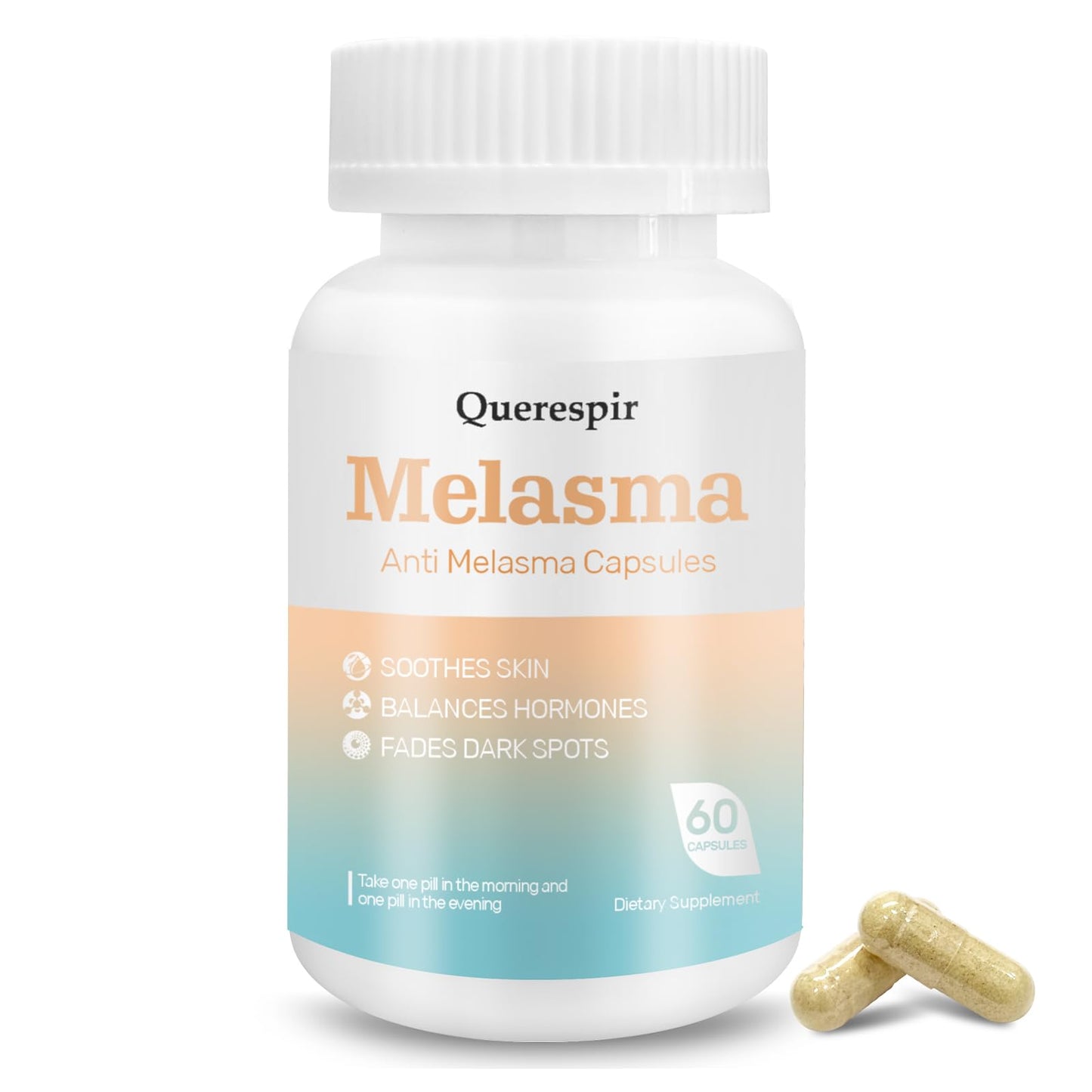 Querespir Melanina Anti-Melasma Capsule, Brightens & Even Skin Tone with Vitamin C & Turmeric Extract, 60 Capsules
