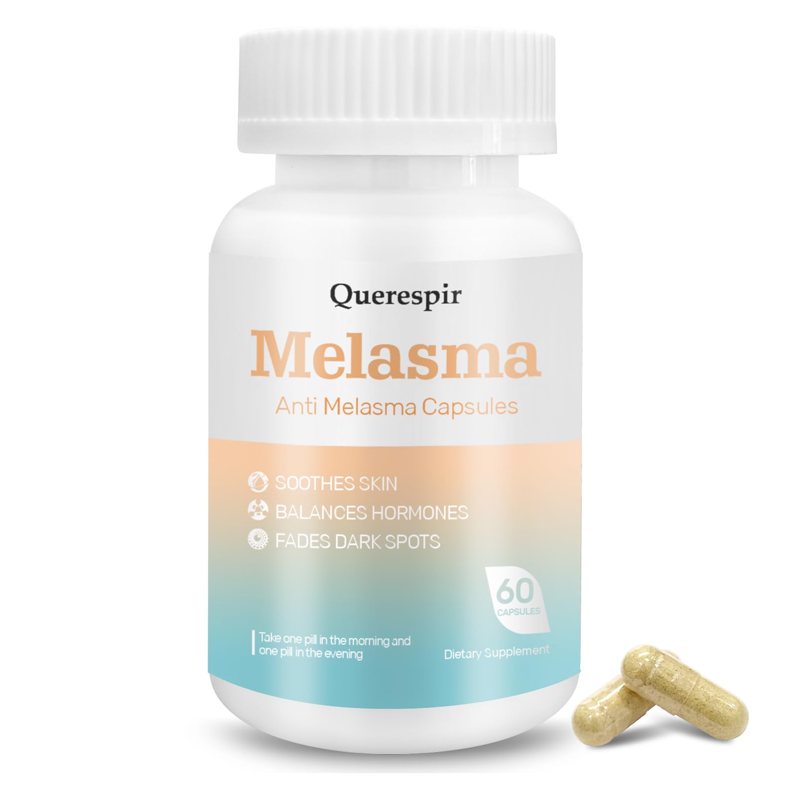 Querespir Melanina Anti-Melasma Capsule, Brightens & Even Skin Tone with Vitamin C & Turmeric Extract, 60 Capsules