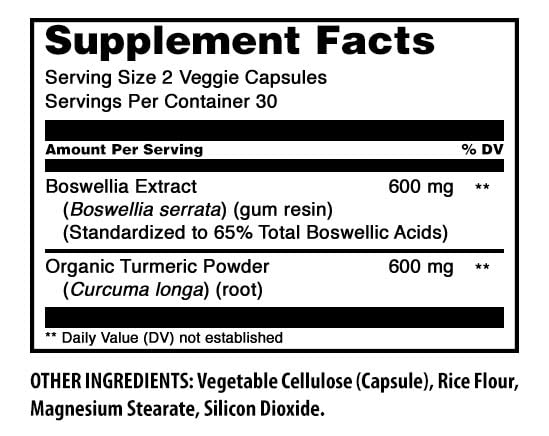 Amazing Nutrition Boswellia Extract & Turmeric Supplement 60 Capsules