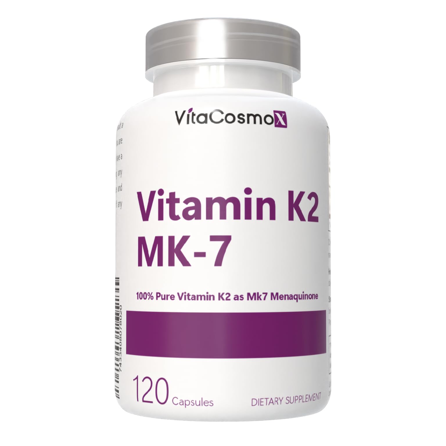 VitaCosmoX Vitamin K2 MK-7 Supplement, Capsule, 120 Count