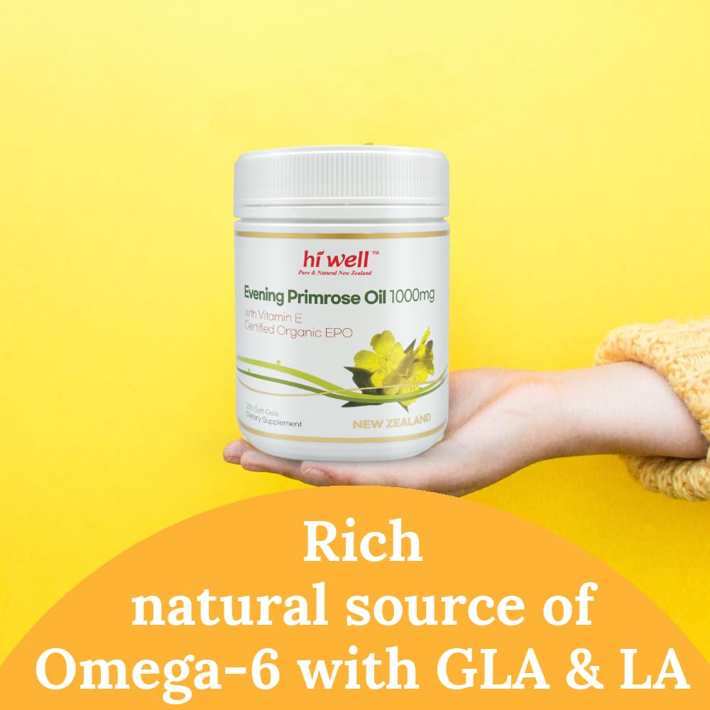 HI WELL PURE & NATURAL NEW ZEALAND Evening Primrose Oil 200 Softgels