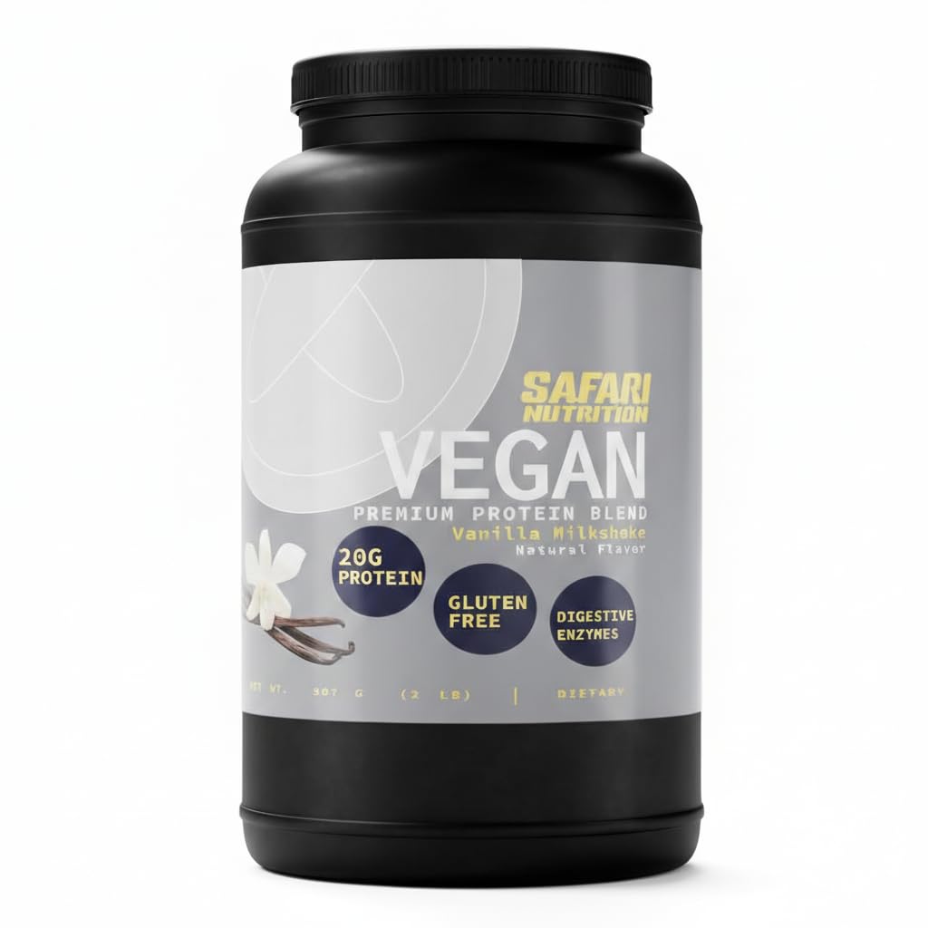 Safari Nutrition 100% Vegan Premium Protein Powder, Creamy Vanilla, 32 Servings