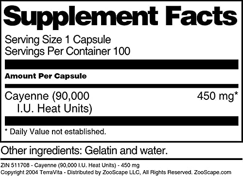Terravita Cayenne Capsules, 100 Count