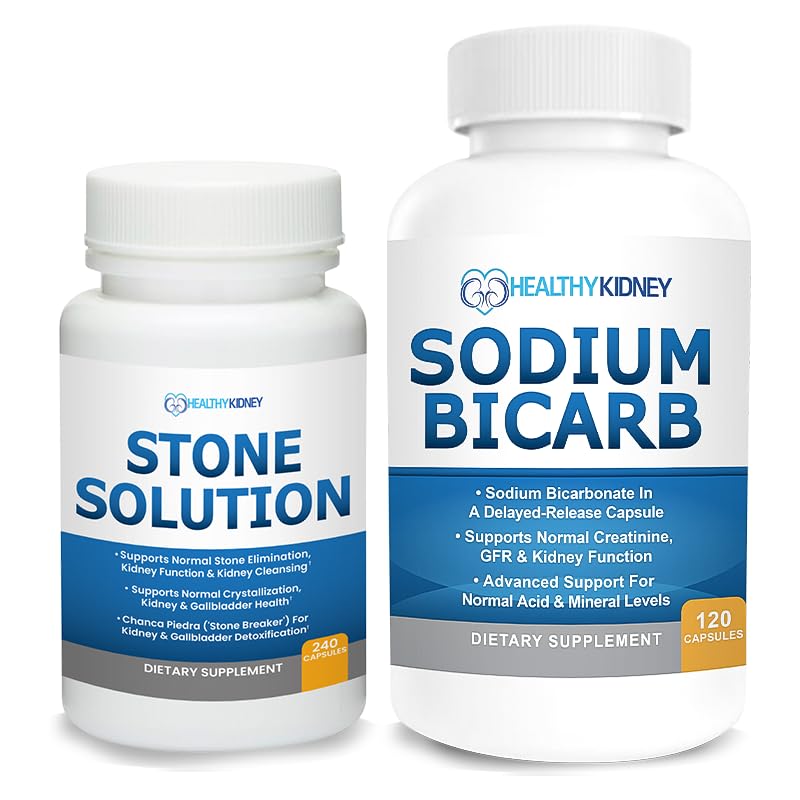 Kidney Restore Stone Solution Capsules and Sodium Bicarbonate 650mg Capsules Delayed Release, 60 Servings and 120 Pills
