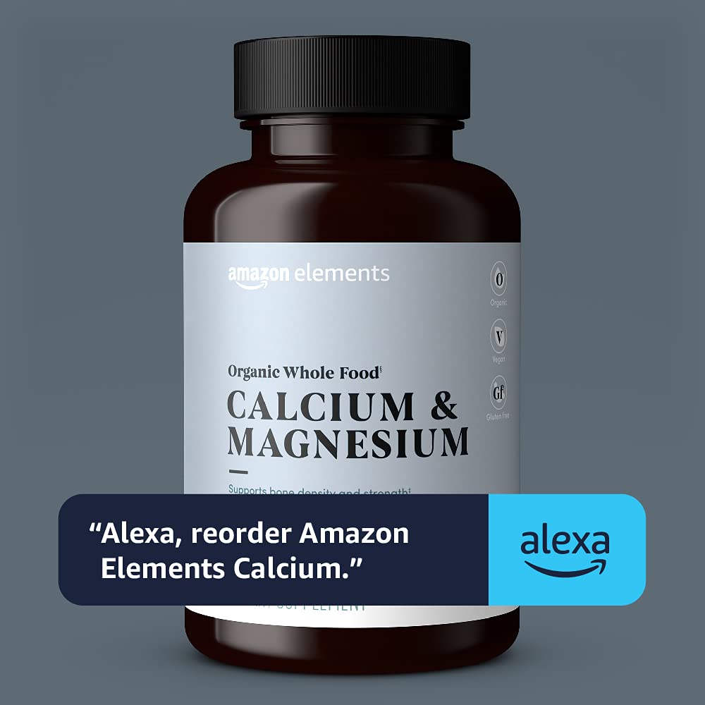 Amazon Elements Organic Whole Food Calcium & Magnesium, 90 Tablets