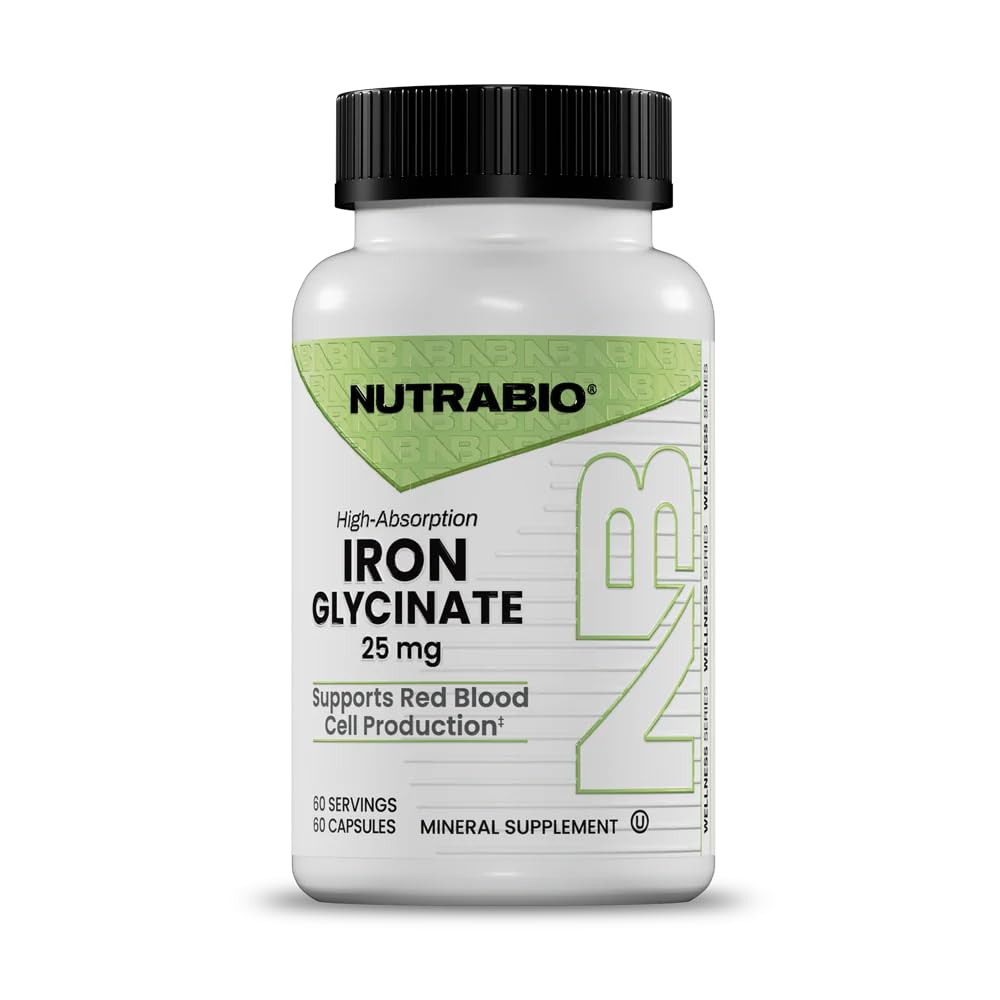 NutraBio Iron Glycinate 25mg Capsule, 60 Capsules