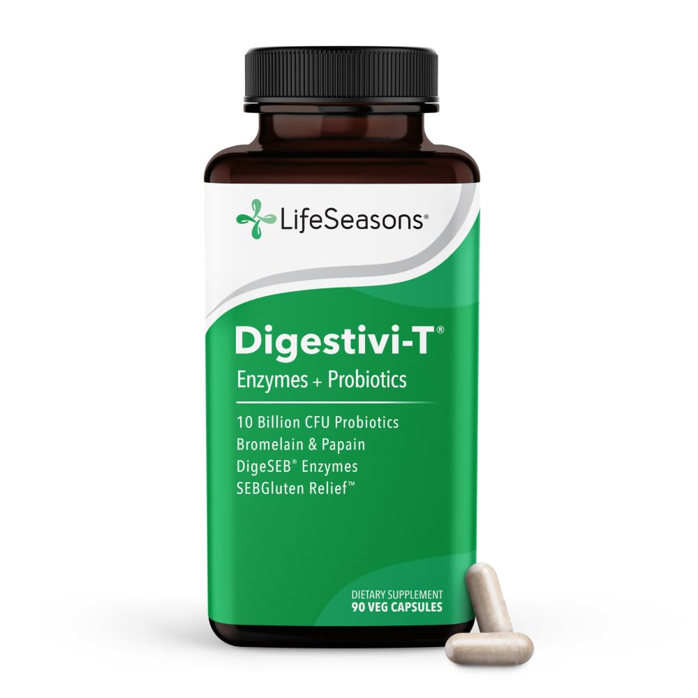 LifeSeasons Digestivi-T Digestive Enzymes & 10 Billion CFU Probiotic Supplement Capsule, 90 Capsules