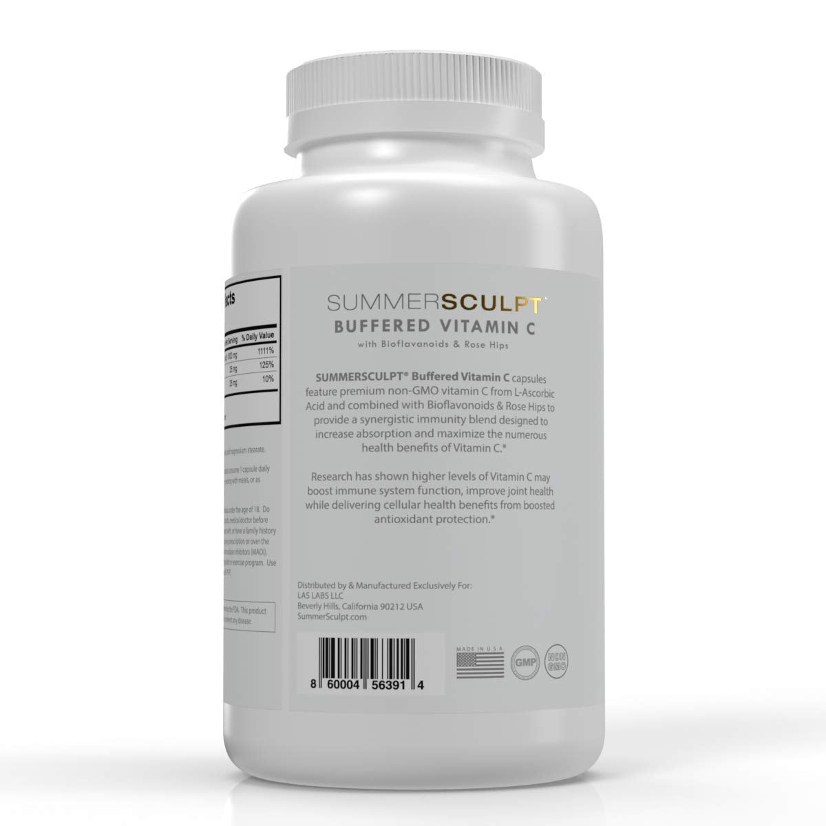 SummerSculpt Vitamin C 1000 mg Immune Support Capsules, Non-GMO, 120 Capsules