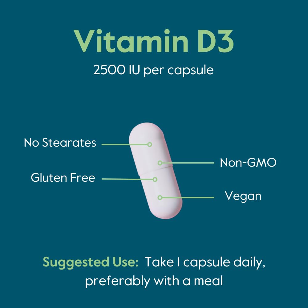 BESTVITE Vegan Vitamin D3 2500 IU Capsule, 120 Count