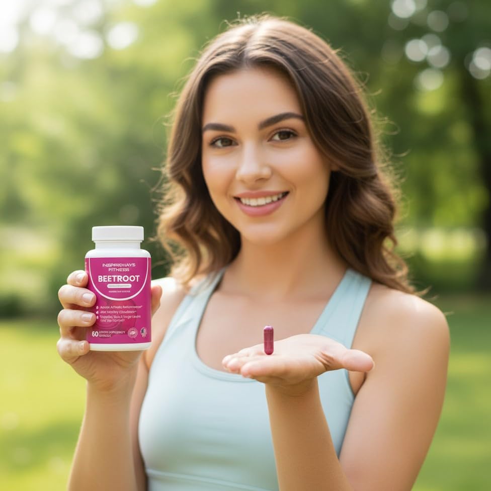 Fitness InspireWays Beet Root Capsules 1300mg Per Serving Beetroot Extract Powder - Superfood Supplement, 60 Capsules