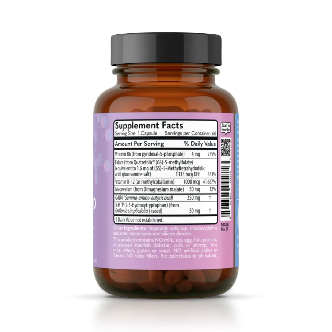 MD Logic Health Good Mood Vitamin B6, B12, Folate, GABA, 5-HTP, Magnesium Capsule 1 Count
