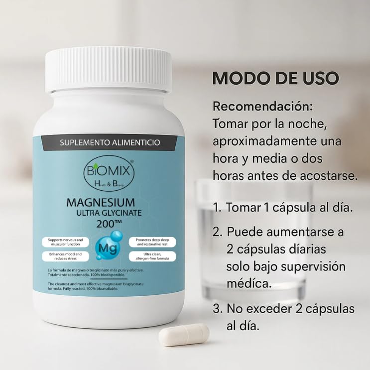 BIOMIX HEALTH & BEAUTY Magnesium Ultra Glycinate 200mg Fully Reacted Bisglycinate DRcaps Delayed Release, Zero Fillers, Deep Sleep, Stress Relief, Muscle 71 Capsules