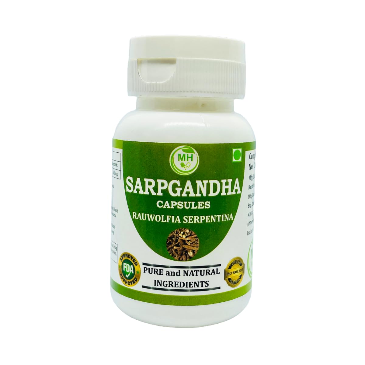 Generic Sarpgandha (Rauvolfia Serpentina) 500 mg Capsules, 60 Count