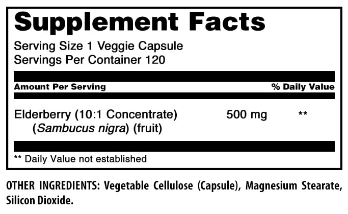 Amazing Nutrition Elderberry Supplement Capsule, 120 Capsules
